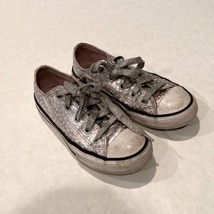 Converse all star girls pink and silver star sneakers